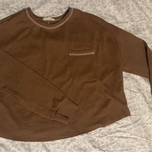 Dry Goods Brown Ribbed Blouse